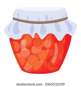 Digital artwork featuring a colorful jar filled with red jam, isolated on a white background