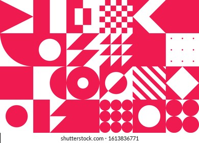 Digital artwork graphic design of simple vector pattern made with geometric shapes and forms, great for web design, website header, business card, invitation, poster, textile print, background.