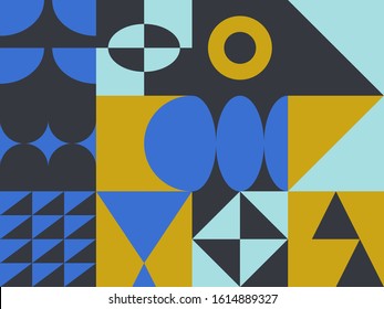 Digital artwork graphic design of simple vector pattern made with geometric shapes and forms, great for web design, website header, business card, invitation, poster, textile print, background.
