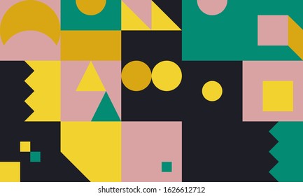 Digital artwork graphic design of simple vector pattern made with geometric shapes and forms, great for web design, website header, business card, invitation, poster, textile print, background.