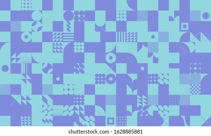 Digital artwork graphic design of simple vector pattern made with geometric shapes and forms, great for web design, website header, business card, invitation, poster, textile print, background.