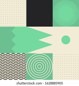 Digital artwork graphic design of simple vector pattern made with geometric shapes and forms, great for web design, website header, business card, invitation, poster, textile print, background.