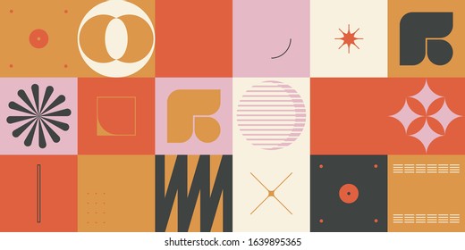 Digital artwork graphic design of simple vector pattern made with geometric shapes and forms, great for web design, website header, business card, invitation, poster, textile print, background.