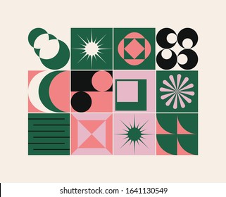 Digital artwork graphic design of simple vector pattern made with geometric shapes and forms, great for web design, website header, business card, invitation, poster, textile print, background.