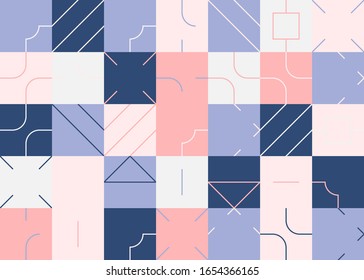 Digital artwork graphic design of simple vector pattern made with geometric shapes and forms, great for web design, website header, business card, invitation, poster, textile print, background.