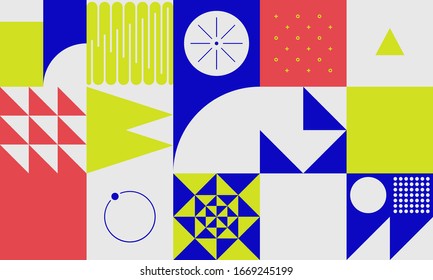 Digital artwork graphic design of simple vector pattern made with geometric shapes and forms, great for web design, website header, business card, invitation, poster, textile print, background.