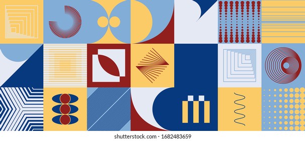 Digital artwork graphic design of simple vector pattern made with geometric shapes and forms, great for web design, website header, business card, invitation, poster, textile print, background.