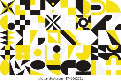 Digital artwork graphic design of simple vector pattern made with geometric shapes and forms, great for web design, website header, business card, invitation, poster, textile print, background.