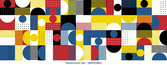 Digital artwork graphic design of simple vector pattern made with geometric shapes and forms, great for web design, website header, business card, invitation, poster, textile print, background.