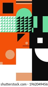 Digital artwork graphic design of simple vector pattern made with geometric shapes and forms, great for web design, website header, business card, invitation, poster, textile print, background.