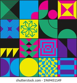 Digital artwork graphic design of simple vector pattern made with geometric shapes and forms, great for web design, website header, business card, invitation, poster, textile print, background.