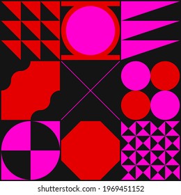 Digital artwork graphic design of simple vector pattern made with geometric shapes and forms, great for web design, website header, business card, invitation, poster, textile print, background.