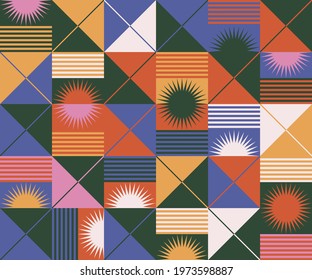 Digital artwork graphic design of simple vector pattern made with geometric shapes and forms, great for web design, website header, business card, invitation, poster, textile print, background.