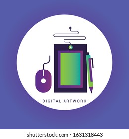 Digital Artwork icon. Simple line element Digital Artwork symbol for templates