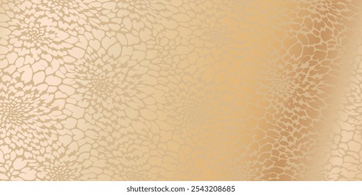 Digital artwork is an intricate floral pattern in an abstract style, organic shapes in warm tones of gold, beige, cream and light brown. Design for Cover, Banner, Invitation, Package, Beauty Products.