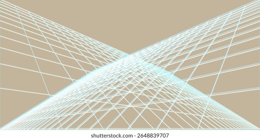 Arte digital apresentando intrincados padrões geométricos formados pela interseção de linhas brancas em um fundo bege neutro
