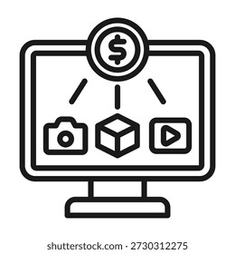 Digital Asset Icon Line Vector Illustration