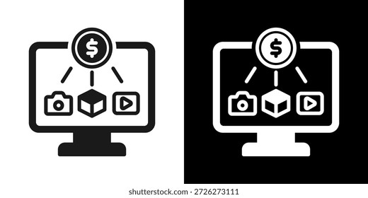 Digital Asset Icon Of Mixed Black And White Style