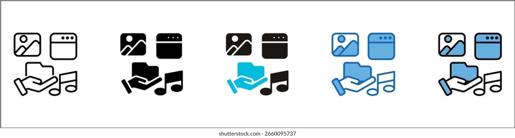 Ilustración multiestilo de paquete de iconos de activos digitales