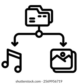 Digital Asset Management Icon Line Vector Illustration