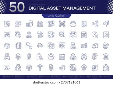Digital Asset Management stroke icon. Digital Asset Management line icon set. editable stroke icon pack. Line, Thin, Linear Style Icon Bundle. Fully Customizable