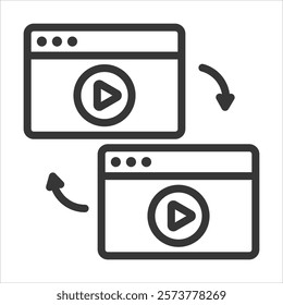 Digital Asset Repurposing Outline Icon Vector Illustration