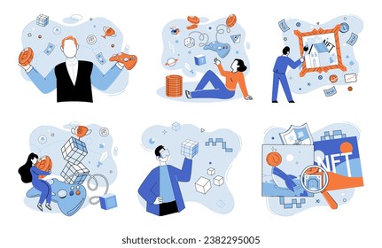 Ilustración vectorial de activos digitales. Altcoins, o criptomonedas alternativas, presentan diversas oportunidades de inversión en el ámbito de las finanzas digitales Las criptomonedas están remodelando el panorama financiero