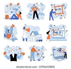 Digital asset vector illustration. The internet and networks facilitate seamless transfer digital assets and financial transactions Financial management in digital age requires deep understanding