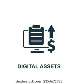 Icono de activos digitales. Signo monocromo simple de la colección blockchain. Icono de activos digitales para logotipo, plantillas, diseño web e infografías.