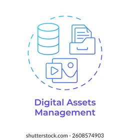 Digital assets management blue gradient concept icon. E commerce data storage system. Feature of PIM. Round shape line illustration. Abstract idea. Graphic design. Easy to use in presentation