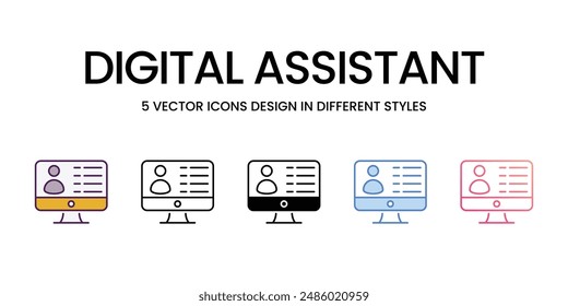 Digital Assistant Icons different style vector stock illustration