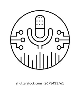 digital assistant microphone ai integration line icon vector. digital assistant microphone ai integration sign. isolated contour symbol black illustration