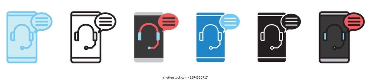 Digital Assistant multi style icon set. use for modern concept, print, UI, UX kit, web and app development. Vector EPS 10, related to artificial intelligence, technology theme.