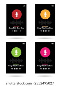Interface do usuário do reprodutor de áudio digital com a reprodução da música. Dispositivo de reprodução de som de janela digital vetorial art