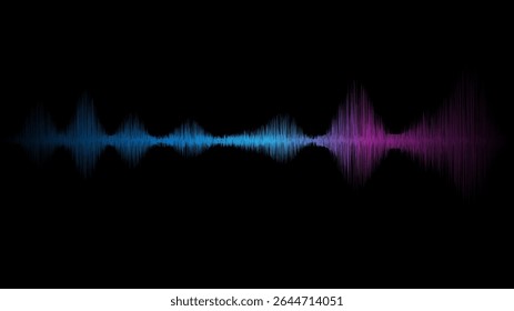 A digital audio soundwave visualization on black background, This content was created using vector drawing tools and software, not generated by AI