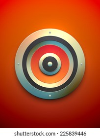 Digital audio speaker on red. Realistic illustration with cool effects. EPS10 vector.