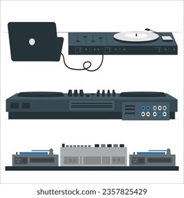 digital audio workstation (daw) studio. Dj equipment. Flat design. Hip-Hop Rap Sound Recording Studio Icons Set. 3D Isometric Low Poly Flat Design. Vector illustration. 2442