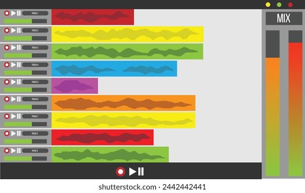 Digital Audio Workstation Interface. Art of sound and music production concept vector
