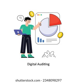 Digital Auditing Flat Style Design Vector illustration. Stock illustration