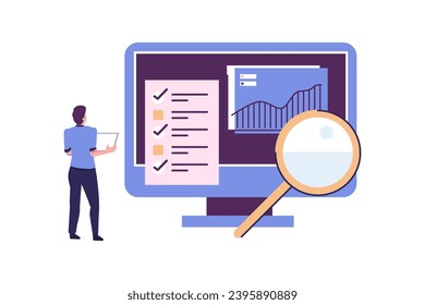Digital auditing flat style illustration design