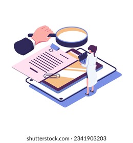 Digital auditing flat style isometric illustration design