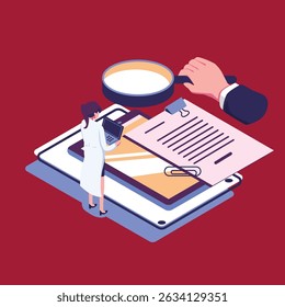 digital auditing flat style isometric illustration design