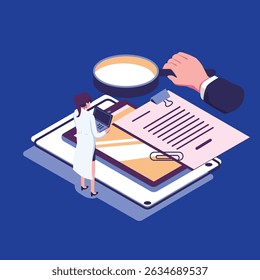 design de ilustração isométrica de estilo plano de auditoria digital