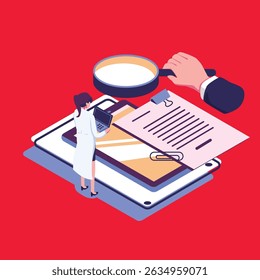 digital auditing flat style isometric illustration design