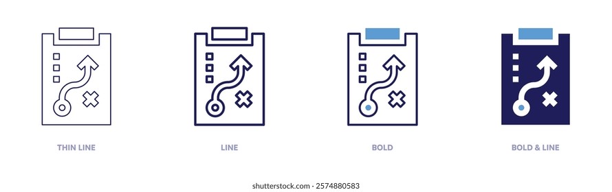 Digital automation icon in 4 different styles. Thin Line, Line, Bold, and Bold Line. Duotone style. Editable stroke.