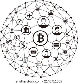 Digital background of Blockchain or Internet, vector illustration