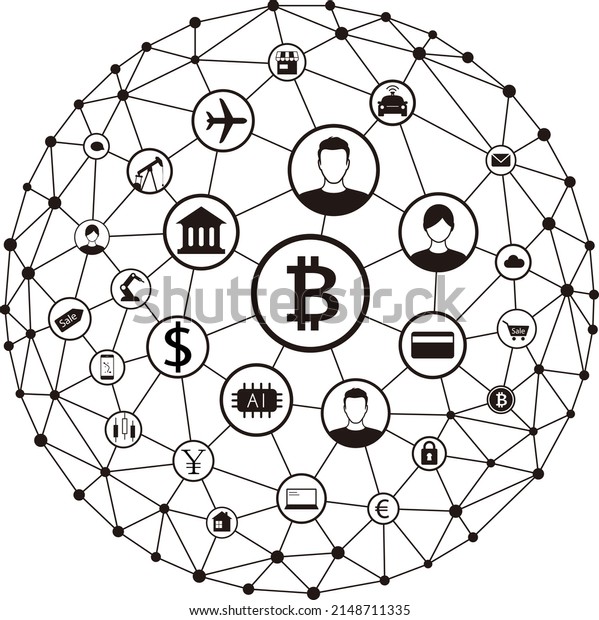 Digital background of Blockchain or\
Internet, vector\
illustration