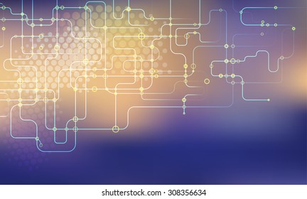 Digital background with colorful network dots and lines