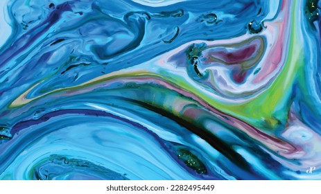 Digital background of curved lines, Fluid art, Liquid color backdrop, Liquid paint effect, Marbled background