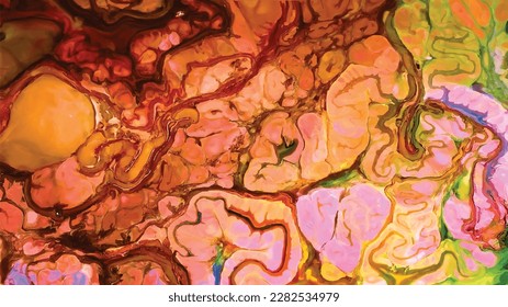 Digitaler Hintergrund gebogener Linien, Fluid-Kunst, flüssiger Farbhintergrund, flüssiger Farbeffekt, marmorierter Hintergrund